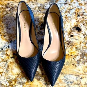 Deimille, black snake skin shoes